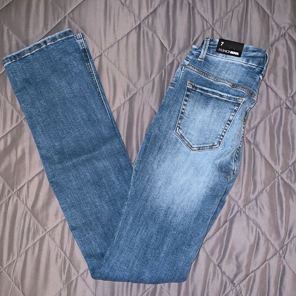 FashionNova bootleg denim jeans